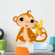 Funny Monkey with banana Wall Decal
