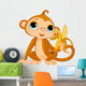 Funny Monkey with banana Wall Decal