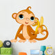 Funny Monkey with banana Wall Decal