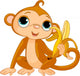 Funny Monkey with banana Wall Decal