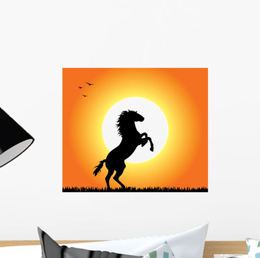 Horse Rearing at Sunset Wall Mural