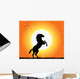 Horse Rearing at Sunset Wall Mural