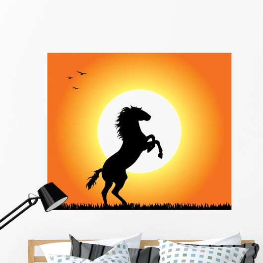 Horse Rearing at Sunset Wall Mural