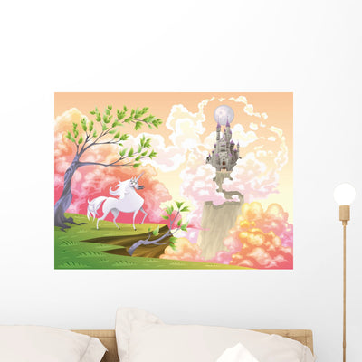 Girl's Murals Unicorn and shown on a wall