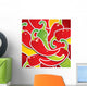 Background from colorful chili peppers with the drops of water Wall Mural