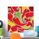 Background from colorful chili peppers with the drops of water Wall Mural