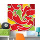 Background from colorful chili peppers with the drops of water Wall Mural