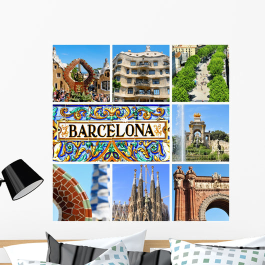 barcelona collage Wall Mural