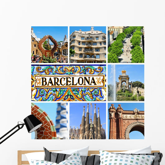barcelona collage Wall Mural