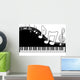 Black piano keys with note signs Wall Decal
