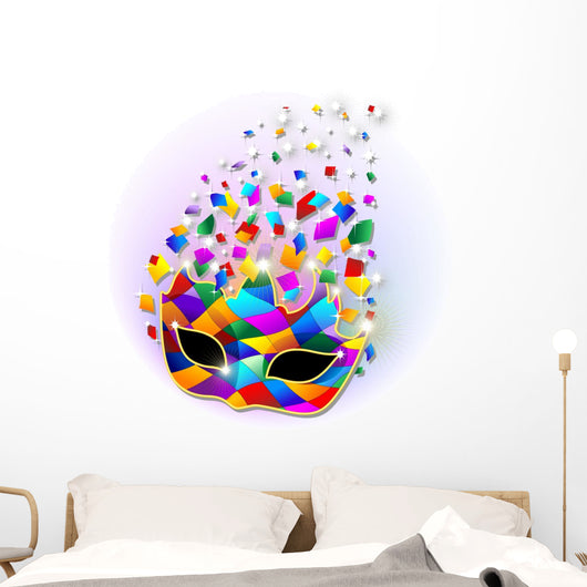 Maschera Arlecchino-Harlequin Mask-Vector Wall Mural