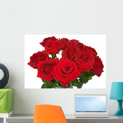 Bunch Roses White Wall Decal shown on a wall