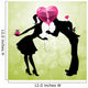 illustration of a couple kissing behind a heart-shaped balloon Wall Mural