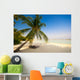 Liegestuhl unter Palmen am Traumstrand Wall Mural