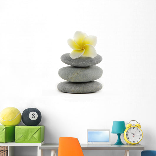 Frangiapani Flower in Stack Zen Stones Wall Decal