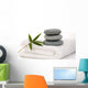 Zen Stones with Bamboo Leaf on Towel Wall Mural