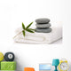 Zen Stones with Bamboo Leaf on Towel Wall Mural