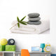 Zen Stones with Bamboo Leaf on Towel Wall Mural