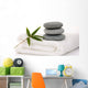 Zen Stones with Bamboo Leaf on Towel Wall Mural