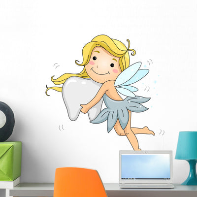 Tooth Fairy Wall Decal shown on a wall