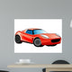 Red Sports Car Cartoonish Wall Decal