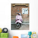 Vespa and old wall Wall Mural