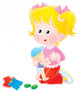 Girl playing with her doll Wall Decal