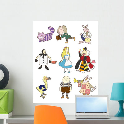 Alice Wonderland Wall Stickers shown on a wall