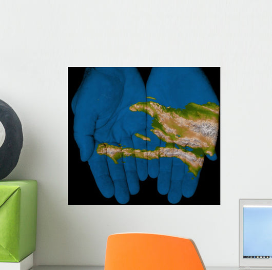 Painted Map Haiti Hands