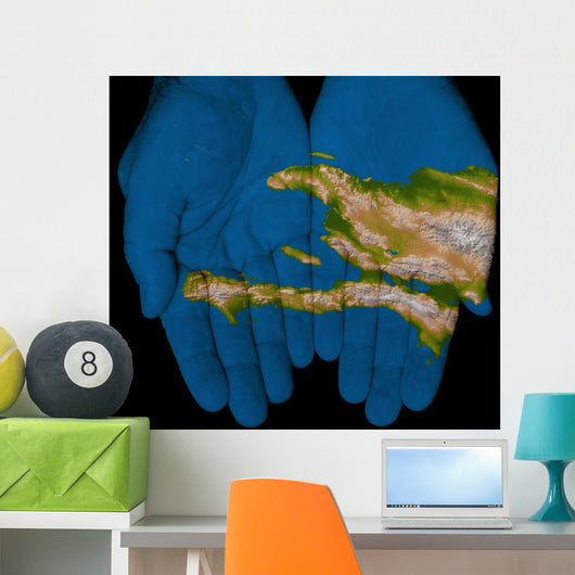 Painted Map Haiti Hands