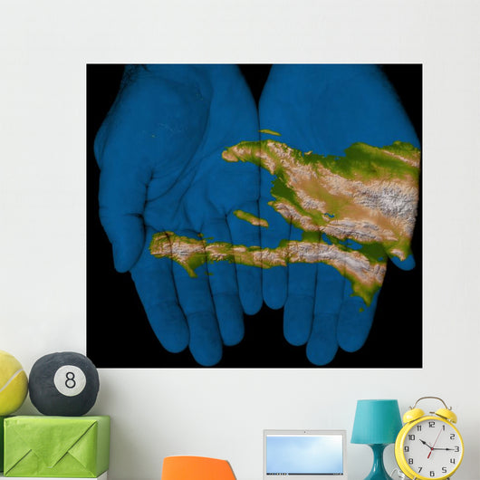 Painted Map Haiti Hands