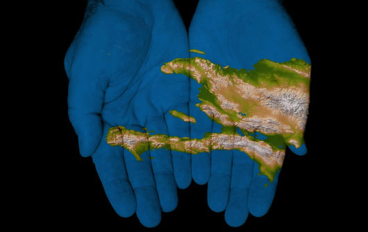 Painted Map Haiti Hands