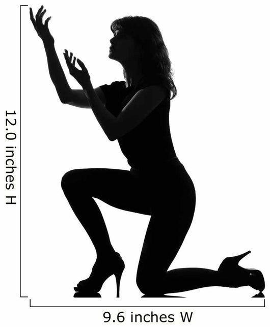 Silhouette Woman Kneel Praying Imploring Wall Decal