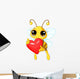Cute Bee holding Love heart Wall Mural