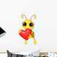 Cute Bee holding Love heart Wall Mural