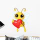 Cute Bee holding Love heart Wall Mural