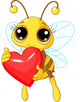 Cute Bee holding Love heart Wall Mural