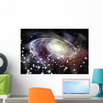 Galaxy Wall Mural shown on a wall