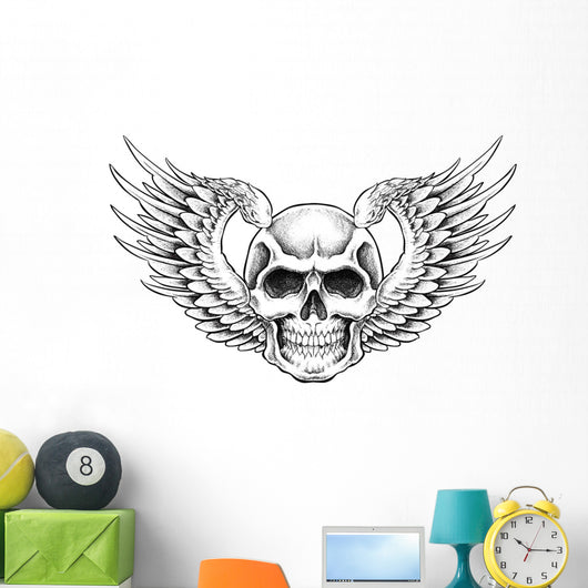 Skull with Wings Vector