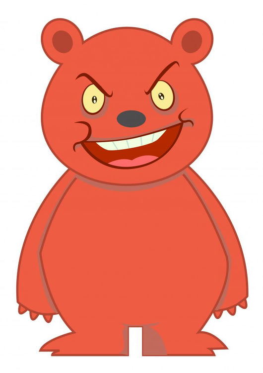Angry Bear Character Illustration Wall Decal