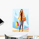 Fashion Shopping Girl with Wall Mural