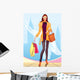 Fashion Shopping Girl with Wall Mural