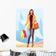 Fashion Shopping Girl with Wall Mural