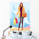 Fashion Shopping Girl with Wall Mural