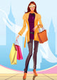 Fashion Shopping Girl with Wall Mural