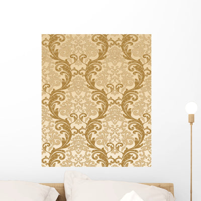 Seamless Damask Wallpaper Wall Decal Design 1 shown on a wall