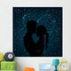 Silhouette Couple Night Wall Mural
