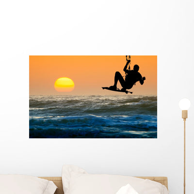 Kite Boarder Action Wall Mural shown on a wall