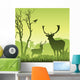 Male Stag Deer on a Meadow with Trees and Bird Wall Mural