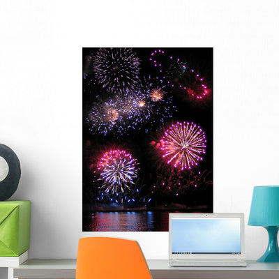 Fireworks Festival Wall Mural shown on a wall
